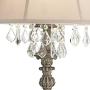Duval Cottage Table Lamp Crystal Antique White Candlestick Beige Bell Shade for Living Room Family Bedroom Bedside - Barnes and Ivy
