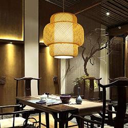 Meiney Modern Bamboo Rattan Lights Fixture Bamboo Wicker Chandelier Basket Light Fixture Ceiling Hanging Lamp Shades Decor Pendant Lights, for Living Room Hotel Dinning Room Home Decor Fixtures