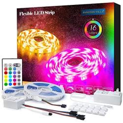 PANGTON VILLA Led Strip Lights 32.8 ft for Bedroom Room Home 5050 Kit with 24 Key Remote Control and Power Supply, 2 Roll 16.4 ft, RGB