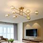 Modo Lighting Modern Molecular Chandelier Nordic Magic Bean Pendant Light Fixture, Creative Bubble Ball Rotating Ceiling Chandelier with Glass lampshade, for Living Room Kitchen (8-Light)