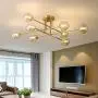 Modo Lighting Modern Molecular Chandelier Nordic Magic Bean Pendant Light Fixture, Creative Bubble Ball Rotating Ceiling Chandelier with Glass lampshade, for Living Room Kitchen (8-Light)