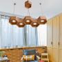 Farmhouse Wooden Ceiling Light Fixtures, 5-Light LED Chandeliers Retro Oak Pendant Lighting, Adjustable Height Table Hanging Lamp for Dining Room Living Room Kitchen Island Café Bar Restaurant