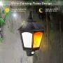 Solar Lights Outdoor Decorative, 2 in 1 Sconce Decorative Flickering Flame Wall Lights Dusk to Dawn, 87 LEDs Motion Sensor Outdoor Waterproof for Party, Garden, Patio, Garage, Back/Front Door (1 Pack)