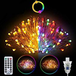 Ollny Led Fairy Lights 100LED 33FT Warm White and Multicolor indoor String Lights Color Changing Copper Wire Fairy Light USB Powered with 11 Functions Remote Timer DIY for bedroom Decoration Christmas