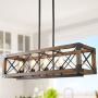 Kitchen Island Lighting, 5-Light Dining Room Chandelier Farmhouse Light Fixtures Wood Pendant Lighting for Living Room,Foyer,Bars
