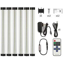 LXG-LED 12in Dimmable LED Under Cabinet Lighting, 18W 2700K-3000K Warm White 1600LM, Clear Cover Led Strips,11key Remote Control, 6 Pack