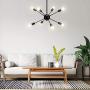 Temgin Sputnik Chandelier Modern 8 Lights Black Pendant Light Industrial Ceiling Light Fixture Vintage for Kitchen Dining Living Room Bedroom(Without Bulb)