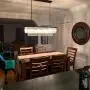 Moooni Industrial Rectangle Crystal Chandelier Vintage Rectangular Pendant Lighting Fixtrue for Dining Room Kitchen Island Farmhouse Dining Room Black 6 Lights L 47''x W 10'' x H 10''
