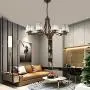 RuiWing 8 Lights Oil-Rubbed Bronze Traditional Chandelier Rustic Kitchen Island Lighting Fixtures, Retro Crystal Chandelier Lighting Hanging Light for Dining Room Bedroom Foyer