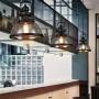 NIUYAO Industrial Nautical Transparent 12.2'' Wide Glass Pendant Lighting Vintage Chandelier Kitchen Dining Room Living Room Rustic Pendant Lamp Ceiling Hanging Lamp Fixture 454007