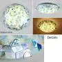VinDeng Glass Blue Ceiling light Flush mount, E26 2-lights Tiffany style Ceiling lamp With Shell Decor Mediterranean Round Light fixture For Bedroom Dining room Restaurant-30CM