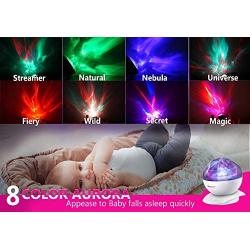 SOAIY Rotation Sleep Soothing Color Changing Aurora Night Light Projector with Build-in Speaker, Relaxing Light Show, Mood Light for Baby Nursery, Adults and Kids Bedroom, Living Room (White)