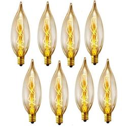 lingruiyi 8-Pack Edison Vintage Incandescent Chandelier 40W 110-130V, 280 Lumen Bent Flame Tip Bulb with Candelabra Base (E12) Home Light Fixtures Decorative, Dimmable, 8pack