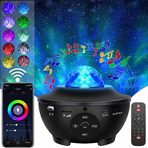 Smart Star Projector, Yokgrass Starry Night Light Projector Galaxy Laser Projector, Smart Device App Control with Bluetooth Music Speaker for Kids Bedroom Home Theater Party Wedding Birthday