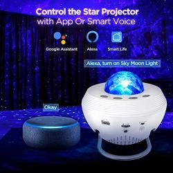 Star Projector, 10 Colors WiFi Galaxy Light Projector for Bedroom Working with Smart App & Alexa, Starry Light Projector with Remote & Bluetooth, Ocean Wave Projector Lights for Bedroom Kids, Adults