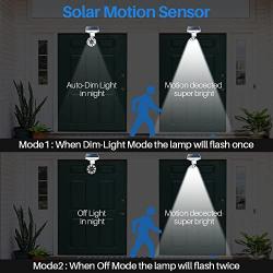 Solar Lights Outdoor Motion Sensor of 2, 9-Watt(130W Equ.) 1400-Lumen LED Spotlights , Solar Flood Security Lights for Garden Driveway Patio Yard Path Porch Deck, 100-Week 100% Free Replacement