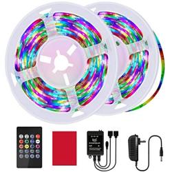 HRDJ Led Strip Lights 32.8ft Rgb Led Light Strip Music Sync Color Changing Rope Lights Smd 3528 with Remote Led Lights for Bedroom, Kitchen, Home