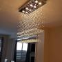 Moooni Modern Rectangular Raindrop Crystal Chandelier Ceiling Lighting Fixture Pendant Flush Mount LED Light Rectangle Chandeliers for Dining Rooms 8-Lights L 31.5''x W 12''x H 31.5''