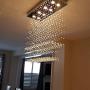 Moooni Modern Rectangular Raindrop Crystal Chandelier Ceiling Lighting Fixture Pendant Flush Mount LED Light Rectangle Chandeliers for Dining Rooms 8-Lights L 31.5''x W 12''x H 31.5''