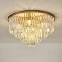 Modern K9 Crystal Chandelier Lighting, Luxury Gold Crystal Ceiling Chandelier with Remote, Crystal Flush Mount Ceiling Light Fixture for Island Dining Room Bedroom Living Room (Dia 23 Inch)