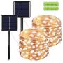 IDEAALS Outdoor Solar String Lights (2 Pack, 66ft 200LED Each), Upgraded Solar Fairy Lights 8 Modes Waterproof Copper Wire Solar Lights Outdoor for Garden Patio Yard Tree (Cool White)