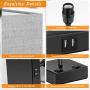 Set of 2 Touch Control Table Lamp with 2 USB Ports and 2 AC Outlets, 3-Way Dimmable Modern Beside Nightstand Lamp with Grey Fabric Shade for Bedroom Living Room Office Hotel, 2 LED Bulbs Included