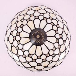 Tiffany Lamp Shade Replacement W12H6 Inch Amber Stained Glass Crystal Pear Bead Lampshade Only Fit for Table Lamps Ceiling Fixture Pendant Light S005 WERFACTORY Living Room Bedroom Office Lover Gifts