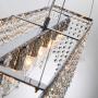 Modern Rectangular Crystal Chandelier, Luxury Linear Raindrop Hanging Pendant Lighting Flush Mount Ceiling Light Fixture for Dining Room Kitchen Island, 7-Lights, L32''