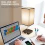 LIGHTESS Touch Table Lamp Dimmable with AC Outlet and 2 USB Ports, Black Fabric Shade Nightstand Lamp, Edison LED Bulbs Included Bedside Lamps for Bedroom, Living Room, Pack of 2, LG9925871