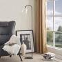 Black Floor Lamp, Contemporary Standing Lamp with Hanging Bubble Glass Lamp Shade, Industrial Light for Living Room Bedroom Farmhouse