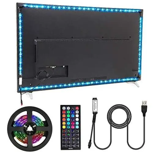 Nexlux Led Strip Lights, 9.8ft Black USB LED Strip Lights TV Backlight Kit 20 Colors TV Lights 5050 LEDs Bias Lighting with 44-Key IR Remote Controller for 46 inch~65 inch HDTV PC Monitor Home Theater