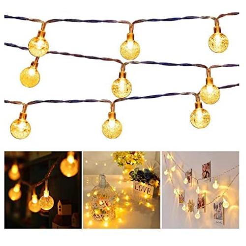 33 FT 80 LED Battery Operated Globe Ball String Lights Fairy String Lights Decor for Bedroom Patio Indoor & Outdoor Party Wedding Christmas Tree Garden Lawn Landscape with Remote Warm White