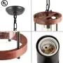 Giluta Round Wood Pendant Light Kitchen Island Hanging Light Fixture with Seeded Glass Shade, Rustic Dining Room Ceiling Light Fixture Height Adjustable , UL Listed