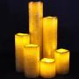LED Lytes Flameless LED Candles with Timer Slim Set of 6, 2'' Wide and 2''- 9'' Tall, Gold Coated Wax and Flickering Amber Yellow Flame for Home and Wedding Decor