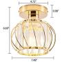 YLONG-ZS Semi Flush Mount Ceiling Light, Industrial Farmhouse Light Fixture with Golden Metal Cage, Lamp Fixtures for Kitchen Bedroom Hallway Stairway Garage Living Room Dining Room
