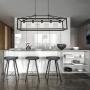 BONLICHT Industrial Rustic Farmhouse Chandelier 5 Light Modern Rectangle Dining Room Light Fixture Hanging Oil Rubbed Bronze Kitchen Island Cage Pendant Lighting with Clear Glass Shade for Hallway Bar