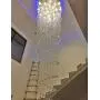 Contemporary Spiral Staircase Light 12-Lights Raindrop Crystal Chandeliers Modern Living Room Lighting Large High Ceiling Light Fixture for Hallway Foyer Hall