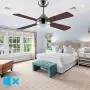 Ovlaim 48 Inch Ceiling Fan with Remote Control, DC Motor LED Light Ceiling Fan Modern 4 Wood Fan Blade Noiseless Reversible Motor, Indoor Ceiling Fan with 6 Speed ,Brown
