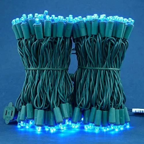 Blue Wide Angle LED Christmas Lights, 66 Ft 200 LED UL Certified Commercial Grade 5mm Holiday String Light, End to End Connectable Indoor & Outdoor Green Wire Lights Set (Blue) Blue Wide Angle LED Christmas Lights, 66 Ft 200 LED UL Certified Commercial Grade 5mm Holiday String Light, End to End Connectable Indoor & Outdoor Green Wire Lights Set (Blue)