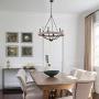 Farmhouse Rustic 6-Light Candle Wooden Chandelier, Cottage Wooden Iron Light Fixture Wood Pendant Ceiling Light for Dining Room, Living Room, Foyer, Hall, Restaurant - Burlywood