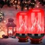 LED Flame Effect Fire Light Bulb, Upgraded 4 Modes Flickering Fire Christmas Lights Decorations, E26 Base Flame Bulb with Upside Down Effect (B Red,4 Pack)