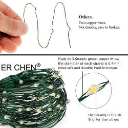 ER CHEN Dimmable LED String Lights Plug in, 33ft 100 LED Waterproof Fairy Lights with Remote, Indoor/Outdoor Copper Wire Christmas Lights for Bedroom, Patio, Garden, Yard (Green Wire, Cool White)