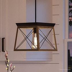 Luxury Industrial Chic Pendant Light, Small Size: 9''H x 10''W, with Modern Farmhouse Style Elements, Olde Bronze Finish, UHP2124 from The Berkeley Collection by Urban Ambiance