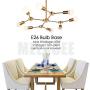 MELUCEE Brass Sputnik Chandeliers 8-Light Mid Century Modern Light Semi Flush Mount Ceiling Light Fixtures for Dining Room Kitchen Living Room Foyer and Hallway