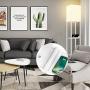 Floor Lamp with Shelves - Shelf Floor Lamps by Real Solid Wood with 2 USB Ports & 1 Power Outlet, Floor Lamps for Bedrooms, Lamps for Living Room (White)