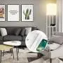 Floor Lamp with Shelves - Shelf Floor Lamps by Real Solid Wood with 2 USB Ports & 1 Power Outlet, Floor Lamps for Bedrooms, Lamps for Living Room (White)
