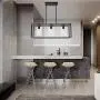 VINLUZ Contemporary Chandeliers Black 3 Light Modern Dining Room Lighting Fixtures Hanging, Kitchen Island Cage Linear Pendant Lights Farmhouse Flush Mount Ceiling Light with Glass Shade