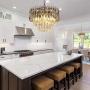 Q&S Crystal Chandelier Lighting, Modern Chrome Chandeliers, K9 Crystal Smoky+Clear, 4 Lights Pendant Light Ceiling Light Fixture For Dining Room, Living Room, Kitchen Island,W17.1''.
