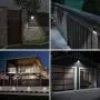TORCHSTAR Outdoor LED Solar Powered Motion Sensor Light, IP65 Waterproof Wireless Outdoor Wall Lighting for Driveway, Patio, Garage, Porch, 6500K Pure White, White, Pack of 4