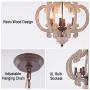 HMVPL Wooden Farmhouse Pendant Lighting Fixtures 6-Lights, Industrial Swag Chandeliers Hanging Ceiling Lamp for Kitchen Island Dining Room Bedroom Foyer Hallway Front Door